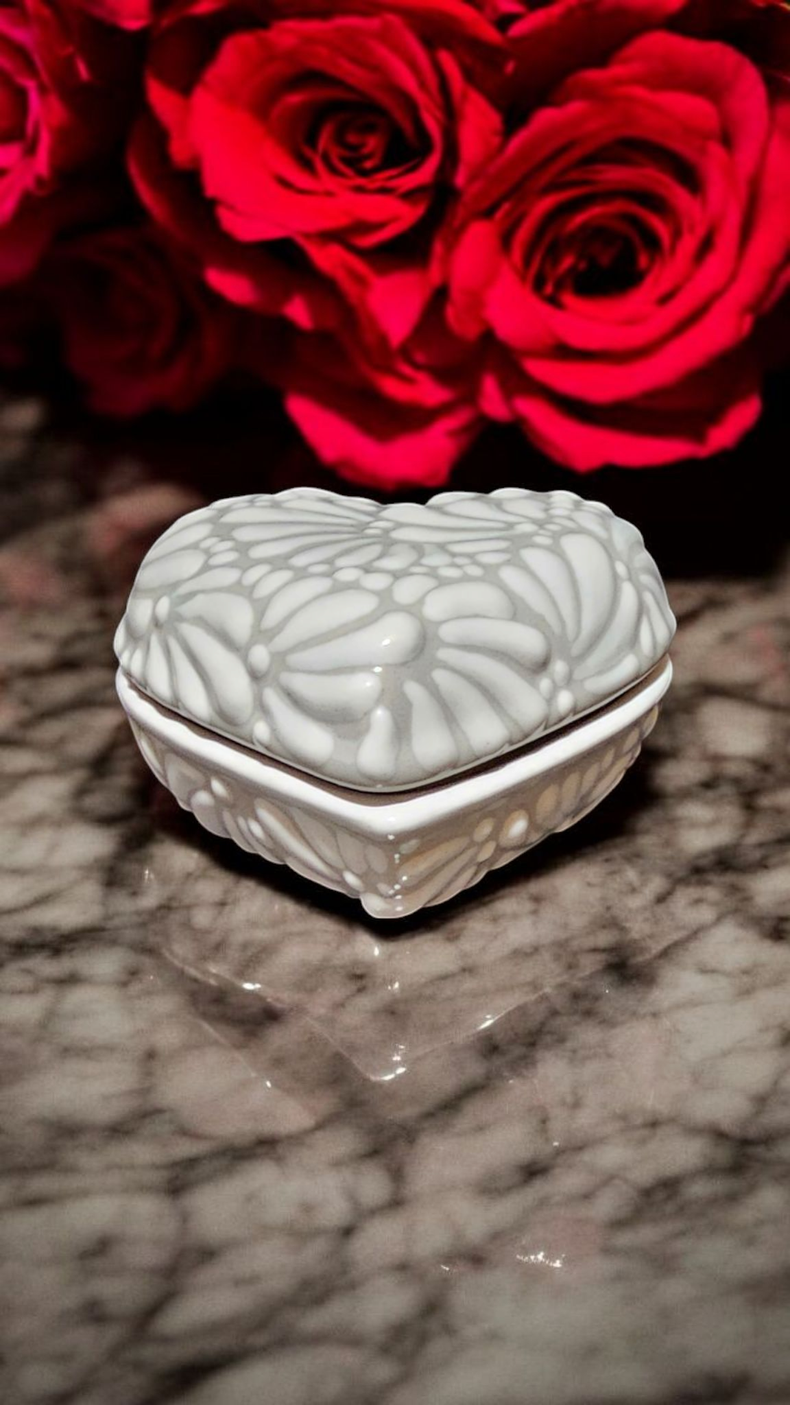 Heart Shaped Jewelry/Trinket Holder Collection, White on White Talavera Candle