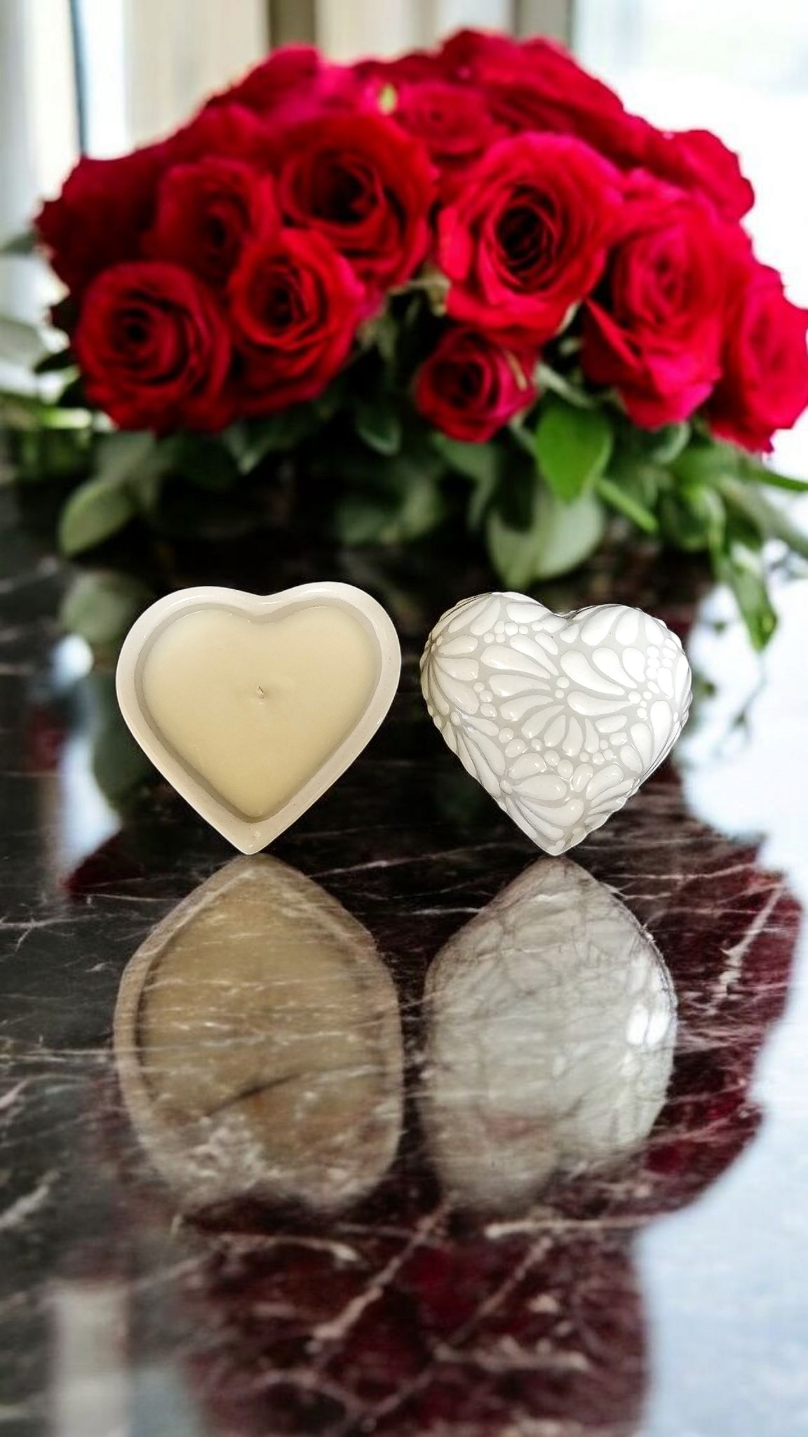 Heart Shaped Jewelry/Trinket Holder Collection, White on White Talavera Candle