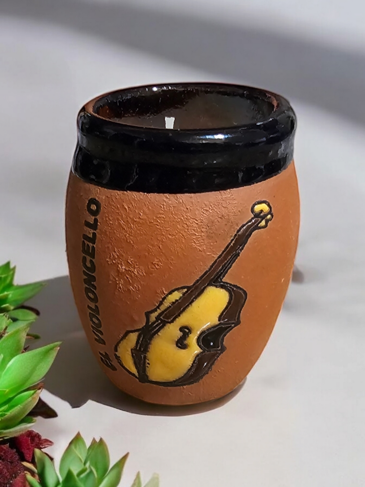 Loteria Collection, El Violoncello Cantarito Candle, Shot Size