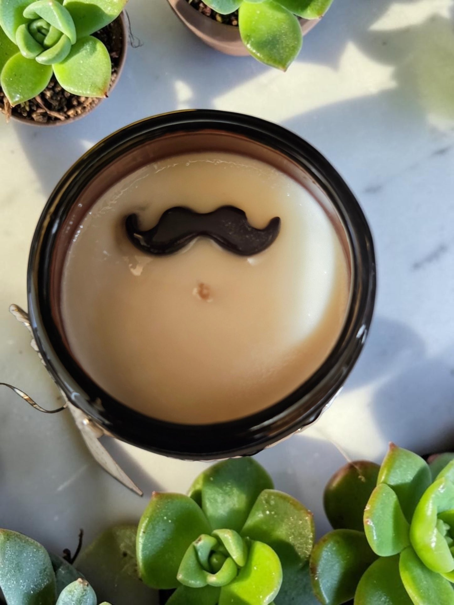 Papacito Collection, Candle, Tazita, Shot size mug, Black on Gray