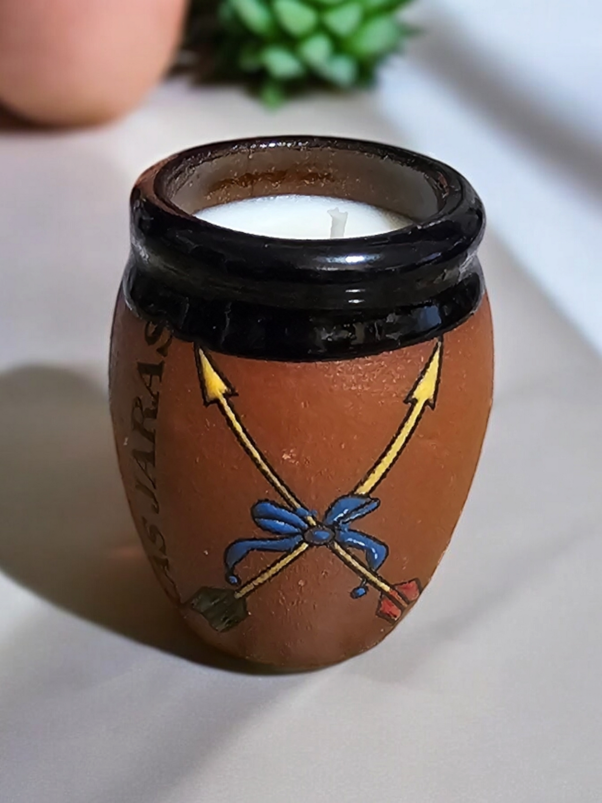 Loteria Las Jaras Cantarito Candle, Shot Size