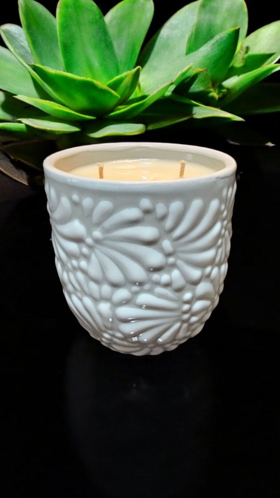 Blessed Collection, Sacred Heart Talavera Tumbler Candle, White