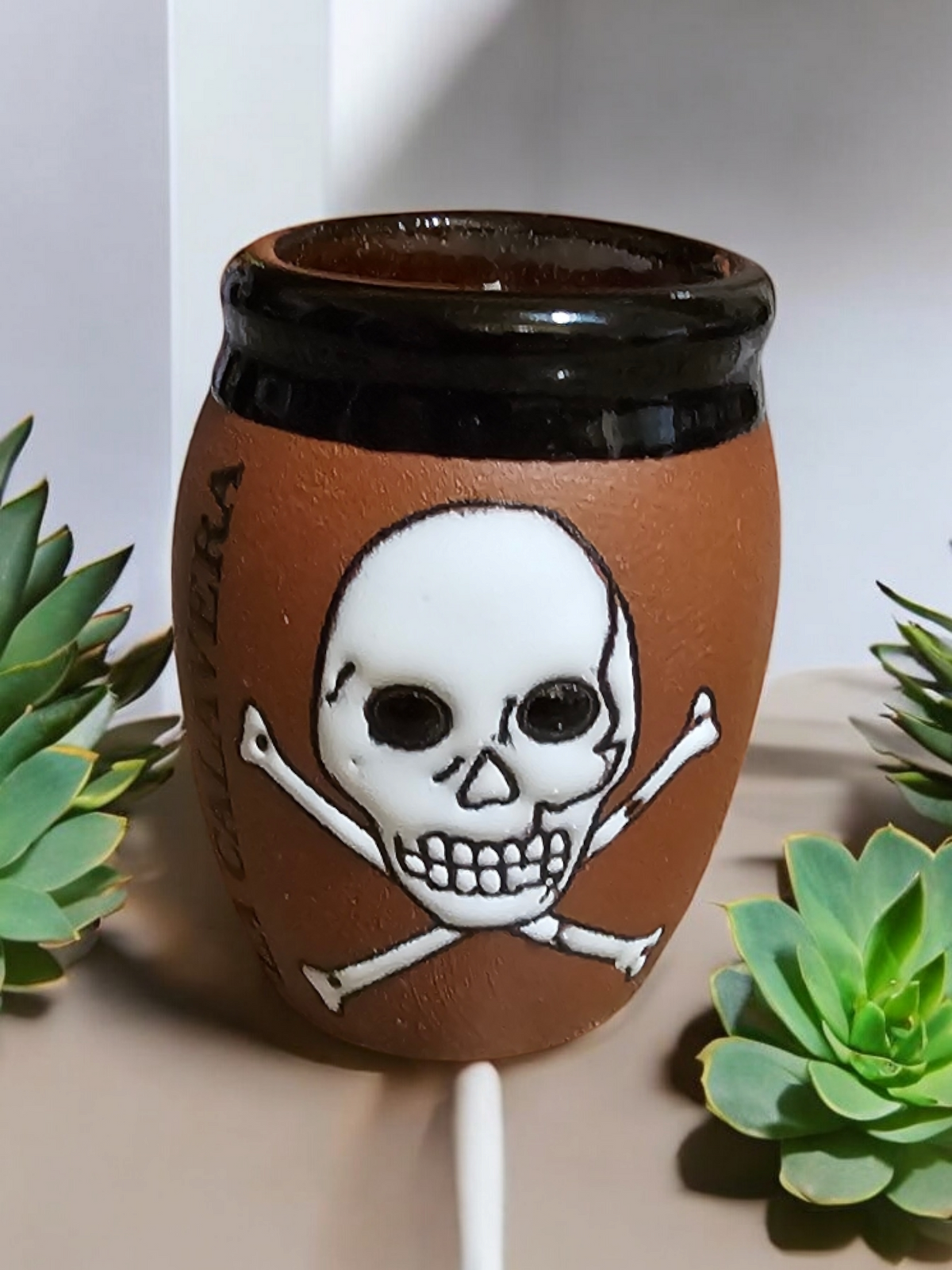 Loteria Collection, La Calavera Cantarito Candle, Shot Size