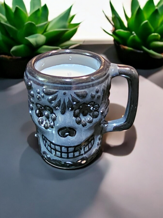 Day of the Dead Collection, Calavera Shot Size Candle, Black on Black