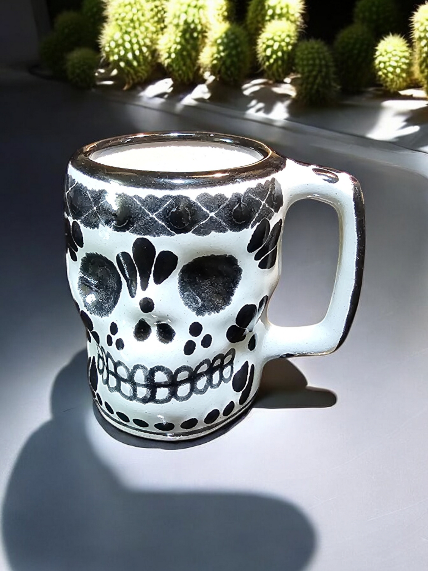 Day of the Dead Collection, Calavera Shot Size Candle, White and Black