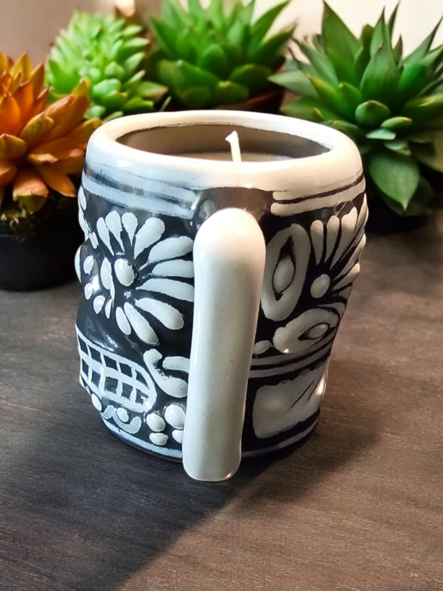 Day of the Dead Collection, Calavera Shot Size Candle,White on Black