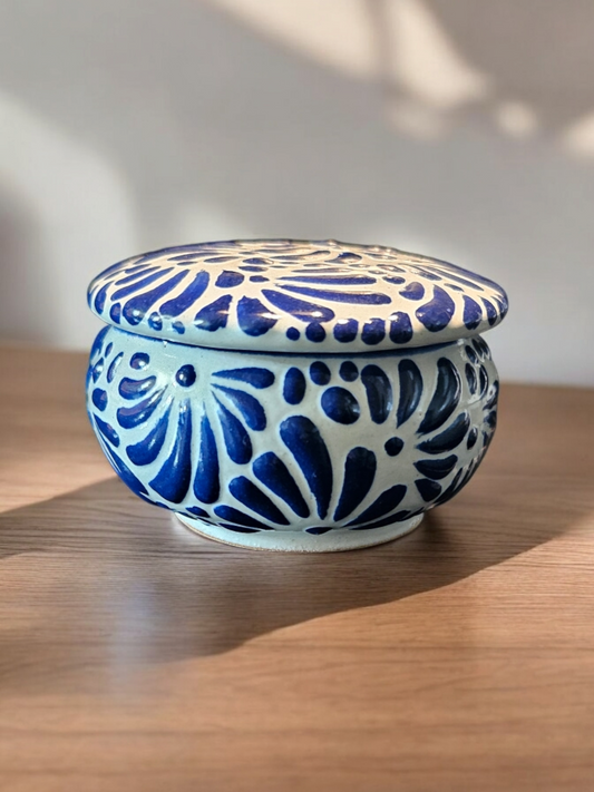 Jewelry/Trinket Holder Collection, Blue and White Talavera Candle